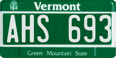 VT license plate AHS693