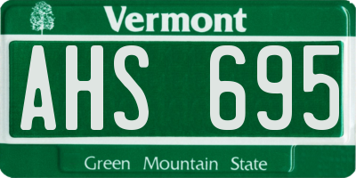 VT license plate AHS695