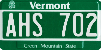 VT license plate AHS702