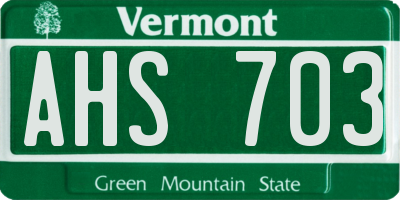 VT license plate AHS703