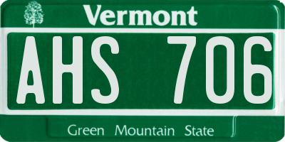 VT license plate AHS706