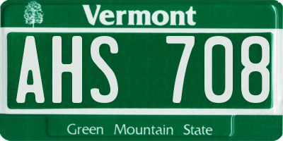 VT license plate AHS708