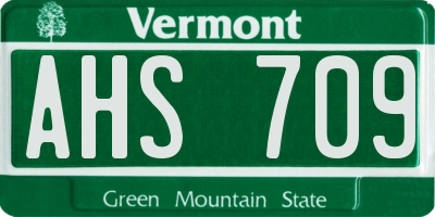 VT license plate AHS709