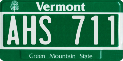 VT license plate AHS711