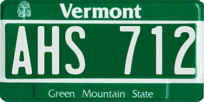 VT license plate AHS712