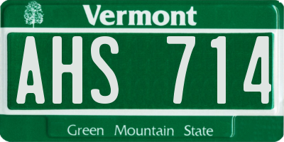 VT license plate AHS714