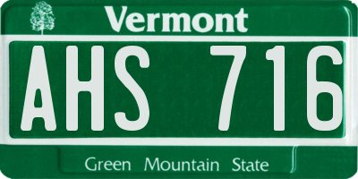 VT license plate AHS716