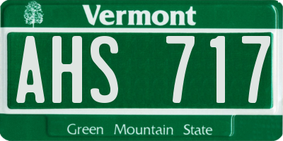 VT license plate AHS717