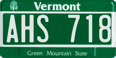 VT license plate AHS718