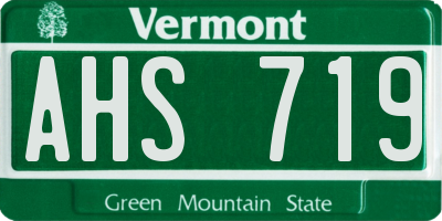 VT license plate AHS719