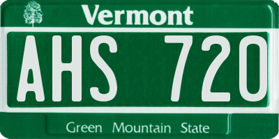 VT license plate AHS720