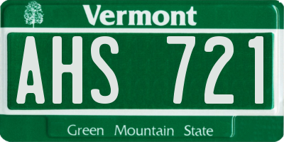 VT license plate AHS721