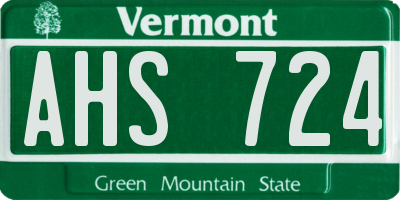 VT license plate AHS724