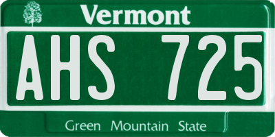 VT license plate AHS725