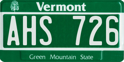 VT license plate AHS726