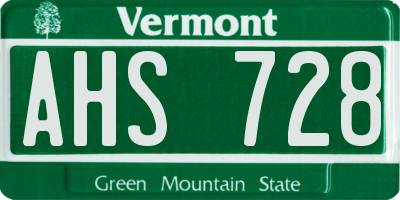 VT license plate AHS728