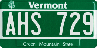 VT license plate AHS729