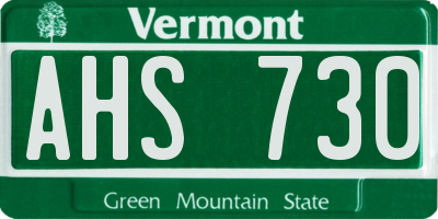 VT license plate AHS730