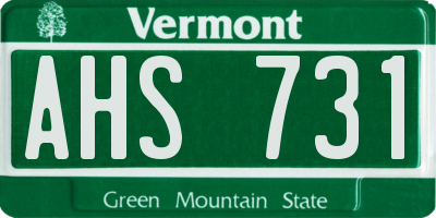 VT license plate AHS731