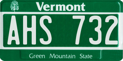 VT license plate AHS732