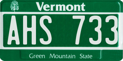 VT license plate AHS733