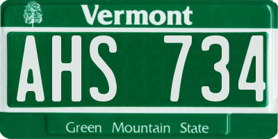 VT license plate AHS734