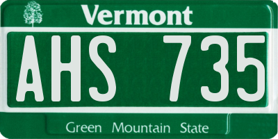 VT license plate AHS735