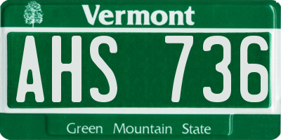 VT license plate AHS736