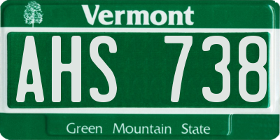 VT license plate AHS738
