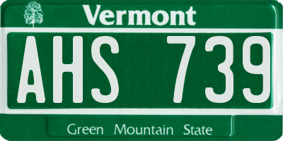 VT license plate AHS739