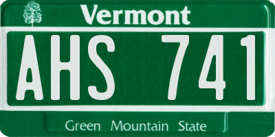 VT license plate AHS741