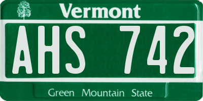 VT license plate AHS742