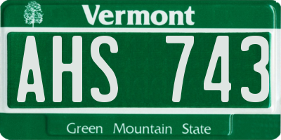 VT license plate AHS743