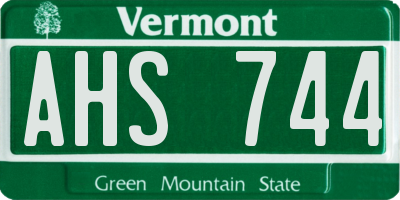 VT license plate AHS744