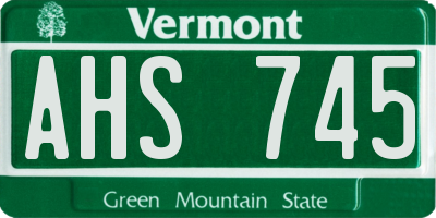 VT license plate AHS745