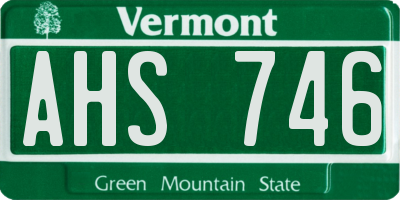 VT license plate AHS746