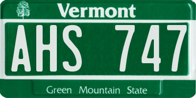 VT license plate AHS747