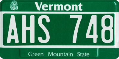 VT license plate AHS748