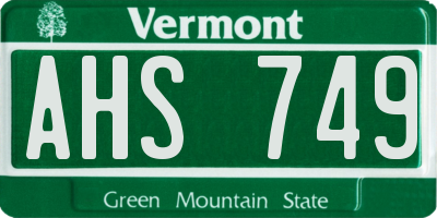 VT license plate AHS749
