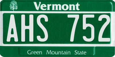 VT license plate AHS752
