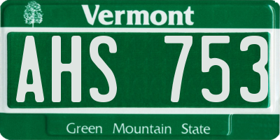 VT license plate AHS753