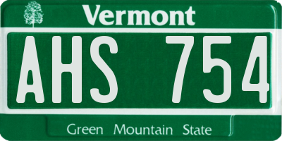 VT license plate AHS754