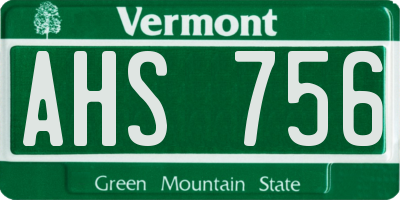 VT license plate AHS756