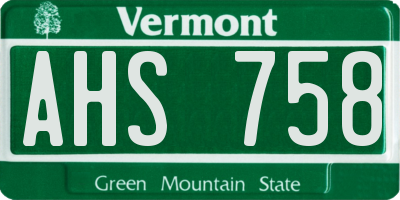 VT license plate AHS758