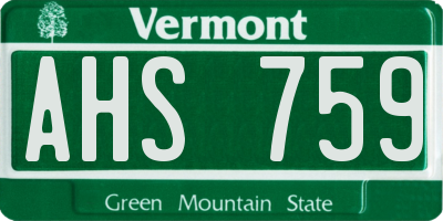 VT license plate AHS759