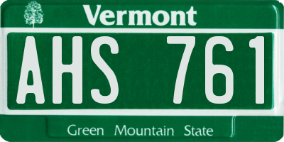 VT license plate AHS761