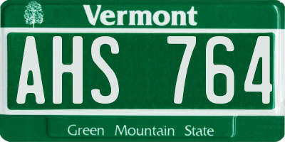 VT license plate AHS764