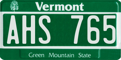 VT license plate AHS765