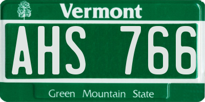 VT license plate AHS766