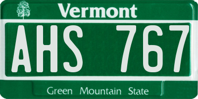 VT license plate AHS767